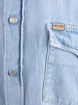 Mustang Vintage Short Sleeve Shirt Blue Size L - SH1949-15442