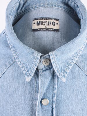 Mustang Vintage Short Sleeve Shirt Blue Size L - SH1949-15444