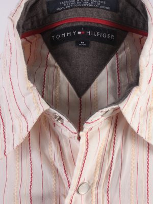 Tommy Hilfiger Vintage Long Sleeve Shirt Cream/Stripes Size M- SH1984-15578