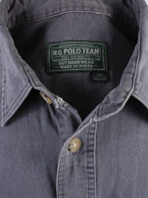R.Q. Polo Team Vintage Long Sleeve Shirt Grey Size M- SH2003-15663