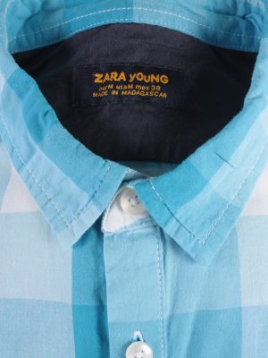 Zara Young Vintage Long Sleeve Shirt Aqua/Design Size M- SH2004-15667