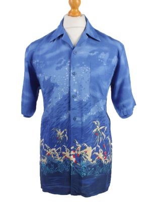 Vintage Hawaiian Shirt Beach Stag Aloha Summer Blue/Design Size M-SH2209-0