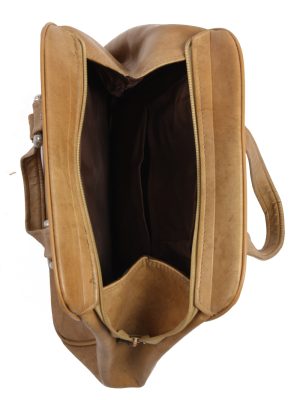 Vintage Brown Large Travel Bag with Zip Unisex - BG100-23455