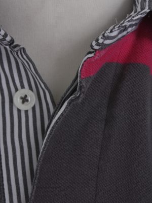 Tommy Hilfiger Vintage Casual Men Polo Shirt Grey/Stripes Size M -PT0346-24452