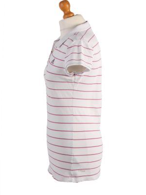 Adidas Vintage Casual Women Polo Shirt White/Stripes Chest Size 35" -PT0455-24784