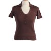 Tommy Hilfiger Vintage Casual Women Polo Shirt Brown Chest Size 34" -PT0463-0