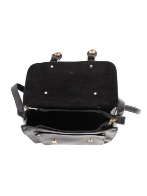 Ladies Women Double Strap Black Faux Leather Bag - BG327-40171