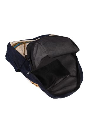 Ladies Owl Printed Bag With Denim Details - Black Owl - BG386-40560