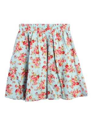 Rose Print Skirt - Turquoise - SK003-0