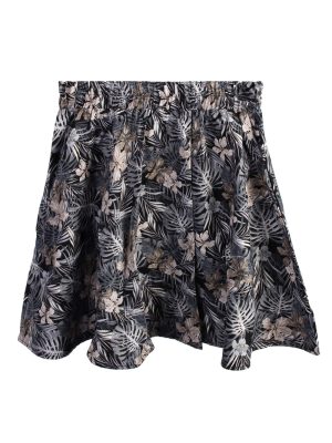 Floral Print Party Skirt - Black - SK018-0