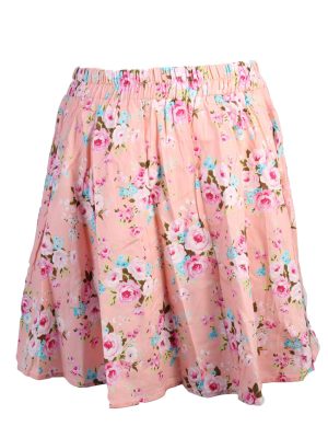 Floral Print Party Skirt - Pink - SK028-0