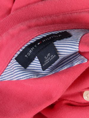 Womens Tommy Hilfiger Plain Polo Shirt - Pink - S -PT0765-44680