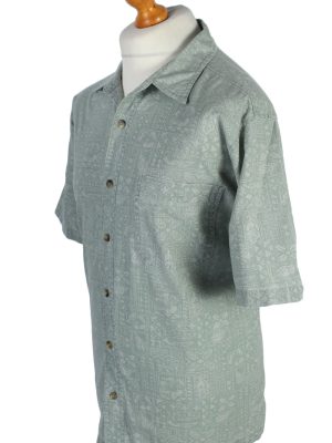Croft & Barrow Floral Island Patterned Vintage Hawaiian Shirt - L Grey - SH2656-45653