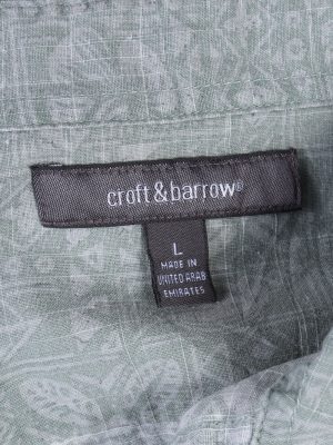 Croft & Barrow Floral Island Patterned Vintage Hawaiian Shirt - L Grey - SH2656-45655
