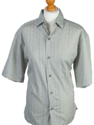 Claiborne Abstract Patterned 80s 90s Shirt - M Beige - SH2684-0