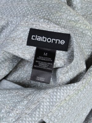 Claiborne Abstract Patterned 80s 90s Shirt - M Beige - SH2684-45946