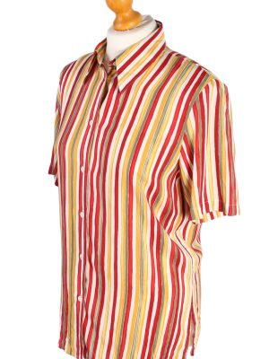 Women's Retro Vintage Short Sleeve Striped Blouse - S Multi - SH2790-49127