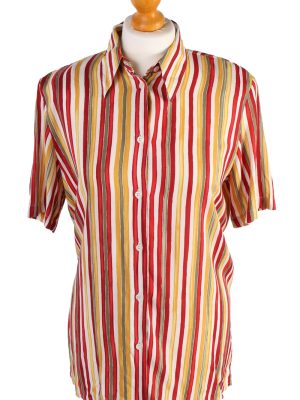Women's Retro Vintage Short Sleeve Striped Blouse - S Multi - SH2790-0