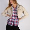 Vintage Cimarroon Womens Hoodie Denim Jacket M Beige -DJ1339-0