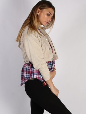 Vintage Cimarroon Womens Hoodie Denim Jacket M Beige -DJ1339-53974