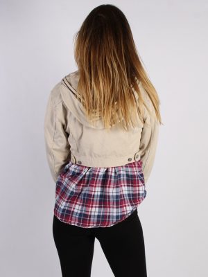 Vintage Cimarroon Womens Hoodie Denim Jacket M Beige -DJ1339-53972