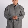 Vintage Mise AU Green Mens Herringbone Shirt - XL Grey - SH2908-0