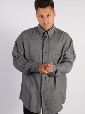 Vintage Mise AU Green Mens Herringbone Shirt - XL Grey - SH2908-0