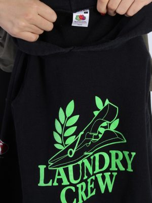 Vintage Fruit of the Loam Laundry Crew Unisex Hoodie L Black -SW1673-53490