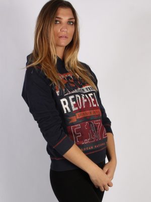 Vintage Here + There Red Field Unisex Hoodie M Navy -SW1683-53530