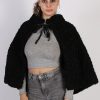 Vintage Poncho Faux Fur Coat Bust: One Size Black -C639-0