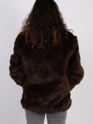 Vintage Outfit Ladies Fun Fur Coat Jacket M Brown -C663-57060