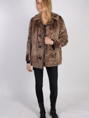 Vintage Ruhl Pelz Real Fur Womens Coat Jacket Bust:44 Beige -C934-70008