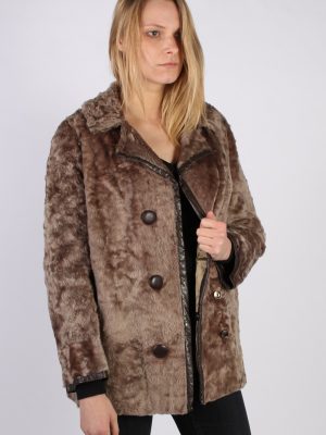 Vintage Ruhl Pelz Real Fur Womens Coat Jacket Bust:44 Beige -C934-70009