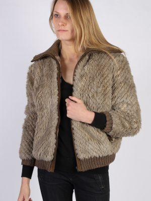 Vintage Synthetex Faux Fur Womens Coat Jacket Bust:42 Multi -C946-0