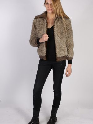 Vintage Synthetex Faux Fur Womens Coat Jacket Bust:42 Multi -C946-70068