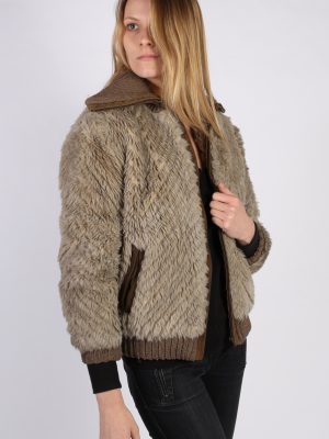 Vintage Synthetex Faux Fur Womens Coat Jacket Bust:42 Multi -C946-70069