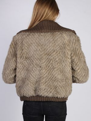 Vintage Synthetex Faux Fur Womens Coat Jacket Bust:42 Multi -C946-70070