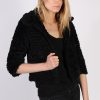 Vintage Yumi Fun Fur Ladies Coat Jacket Bust:34 Black -C949-0