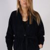 Vintage Ledermann Suede Womens Coat Jacket Bust:40 Navy -C968-0
