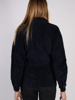 Vintage Ledermann Suede Womens Coat Jacket Bust:40 Navy -C968-70185