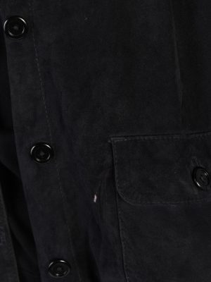 Vintage Genuine Suede Womens Coat Jacket Bust:45 Black -C970-70196