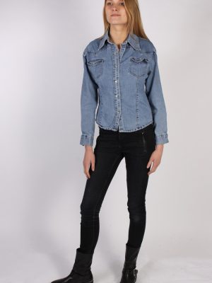 Vintage Princebright Long Sleeve Denim Blouse - Bust:40 Blue - SH3068-70328