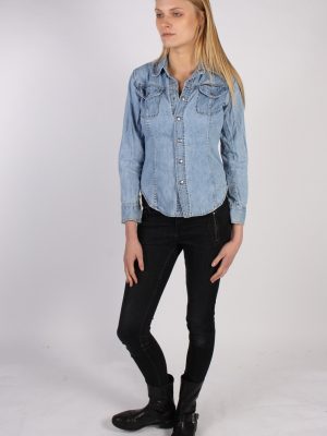 Vintage Calvin Klein Long Sleeve Denim Blouse - Bust:36 Blue - SH3084-70408