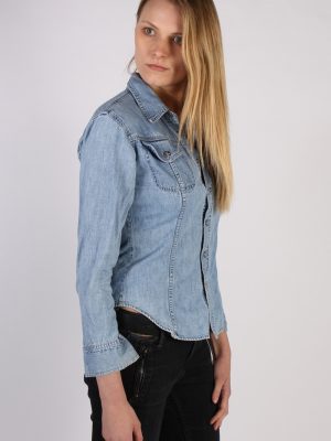 Vintage Calvin Klein Long Sleeve Denim Blouse - Bust:36 Blue - SH3084-70409