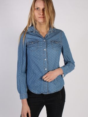 Vintage Yessica Stars Denim Blouse - Bust:36 Navy - SH3088-0