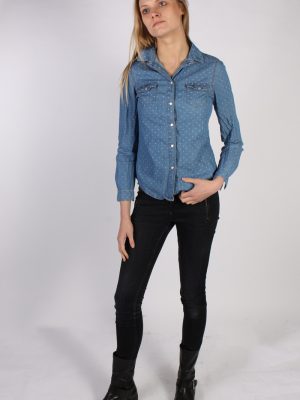 Vintage Yessica Stars Denim Blouse - Bust:36 Navy - SH3088-70428