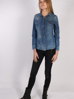 Vintage Other Brands Long Sleeve Denim Blouse - Bust:35 Navy - SH3100-70488