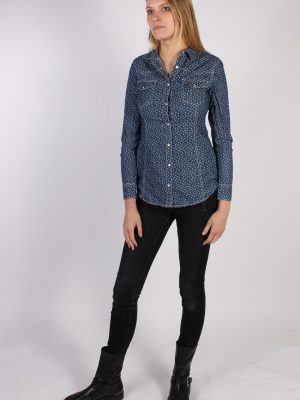 Vintage OVS Heart Denim Blouse - Bust:34 Navy - SH3104-70507