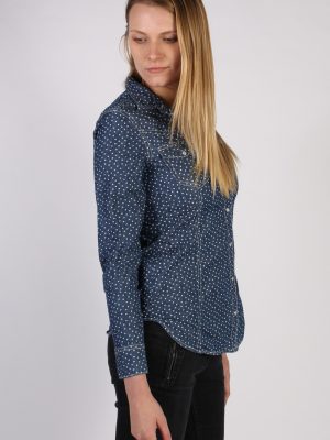 Vintage OVS Heart Denim Blouse - Bust:34 Navy - SH3104-70508