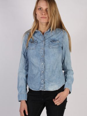 Vintage Kiomi Long Sleeve Denim Blouse - Bust:37 Blue - SH3110-0